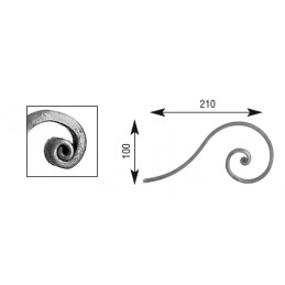 fer forgé Volute à noyaux HAUTEUR 100 mm x 210 mm LARGEUR Plat 14x6 - Ref V215L14X6