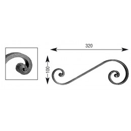 fer forgé Volute à noyaux HAUTEUR 100 mm x 320 mm LARGEUR Plat 14x6 - Ref V103L14X6