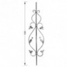 Barreau avec volutes torsades et feuilles 1000 mm x 230 mm Carré 12x12 - volute Plat 12x6 - Ref IMP12