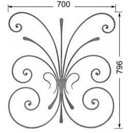 fer forgé Panneau décoratif HAUTEUR 796 mm x 700 mm LARGEUR Plat 14x8 - Ref PANV6