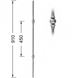 fer forgé Barreau forgé HAUTEUR 910 mm Carré 14x14 - Ref 21D2-14-910