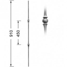 fer forgé Barreau forgé HAUTEUR 910 mm Carré 14x14 - Ref 21LD2-14-910