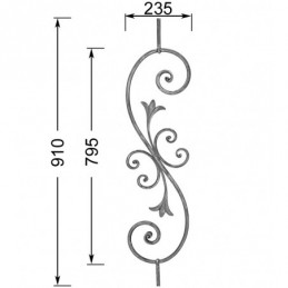 fer forgé Panneau décoratif HAUTEUR 910 mm x 235 mm LARGEUR Rond 14 - Ref PAN35-14-910