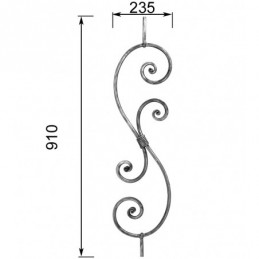 fer forgé Panneau décoratif HAUTEUR 910 mm x 235 mm LARGEUR Rond 14 - Ref PANV-14-910