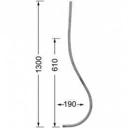 fer forgé Barreau de balcon HAUTEUR 1300 mm Carré 16x16 - Ref 12L-16-1300