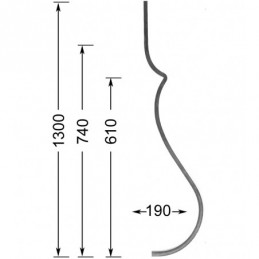 fer forgé Barreau de balcon HAUTEUR 1300 mm Carré 14x14 - Ref 8L-14-1300