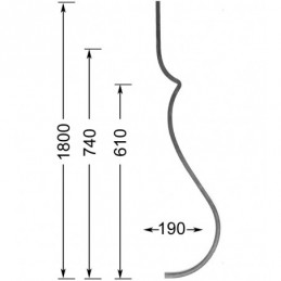 fer forgé Barreau de balcon HAUTEUR 1800 mm Carré 14x14 - Ref 8L-14-1800