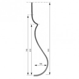 fer forgé Barreau de balcon HAUTEUR 910 mm Carré 14x14 - Ref 8M-14-910