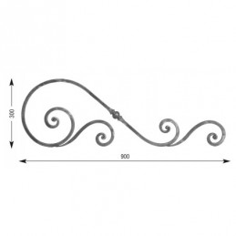 fer forgé Fronton de portail HAUTEUR 300 mm x 900 mm LARGEUR Carré 14x14 - Ref FP8