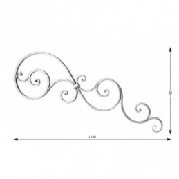 fer forgé Demi fronton de portail HAUTEUR 400 mm x 1150 mm LARGEUR Plat 30x10 - Ref FP1