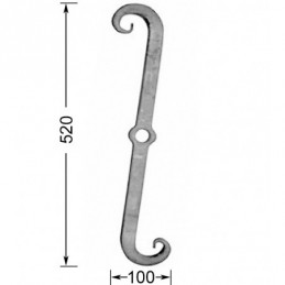 fer forgé Clé de tirant HAUTEUR 520 mm x LARGEUR 100 mm - Trou 25 mm Carré 30x30 - Ref CT3-30