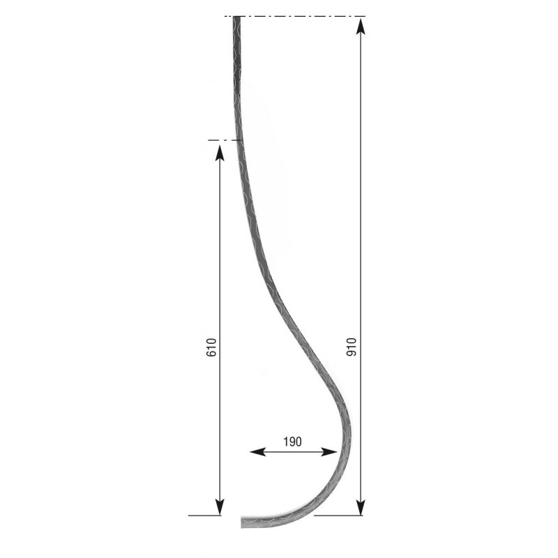 fer forgé Barreau de balcon HAUTEUR 910 mm Carré 16x16 - Ref 12M-16-910