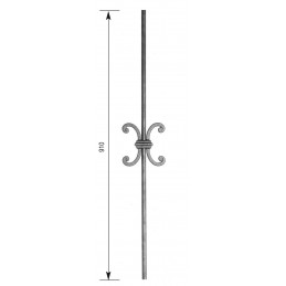 fer forgé Barreau de balcon HAUTEUR 910 mm x 130 mm LARGEUR Rond 14 - Ref 56-14-910